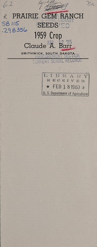 Cover for Prairie Gem Ranch seeds