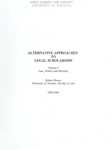 Cover for Alternative approaches to legal scholarship