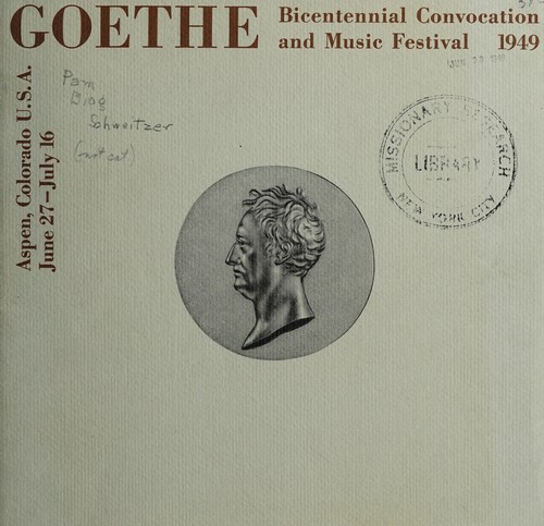 Cover for Goethe Bicentennial Convocation and Music Festival ... 1949
