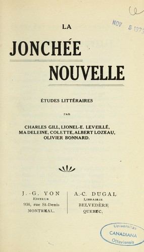 Cover for La jonchée nouvelle