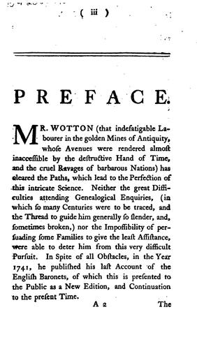 Cover for baronetage of England: containing a genealogical and historical account of all the English baronets now existing...