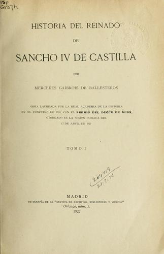 Cover for Historia del reinado de Sancho IV de Castilla