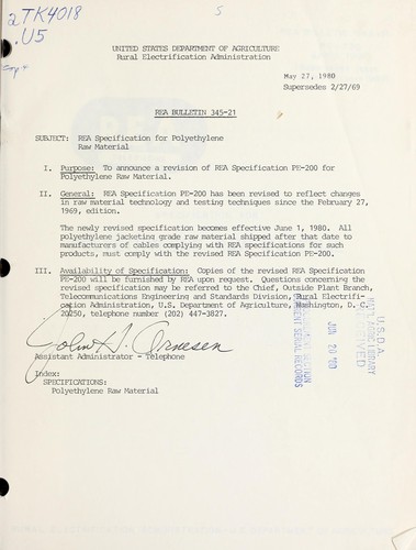 Cover for REA specification for polyethylene raw material