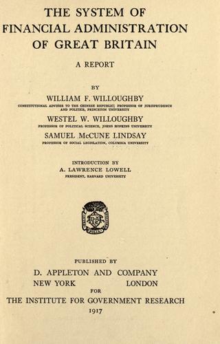 Cover for The system of financial administration of Great Britain