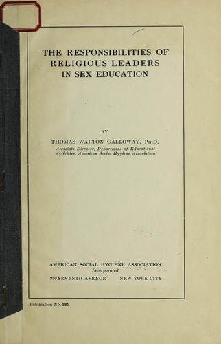 Cover for The responsibilities of religious leaders in sex education