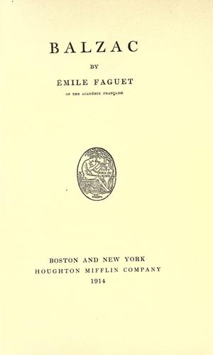 Cover for Balzac