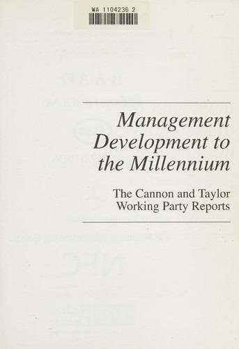 Cover for Management Development to the Millennium (The Institute of Management Reports)