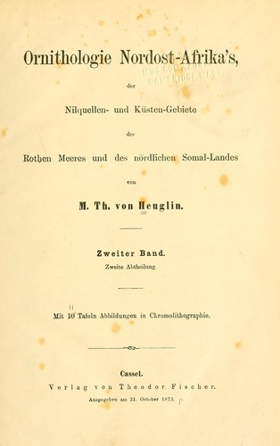 Cover for Ornithologie Nordost-Afrika's