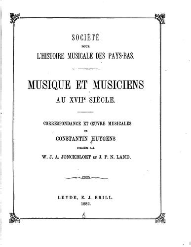 Cover for Musique et musiciens au XVIIe siècle: Correspondance et oeuvre musicales de ...