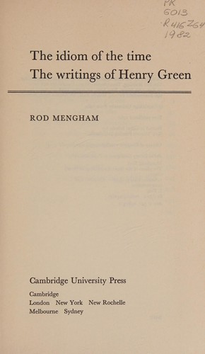 Cover for The idiom of the time