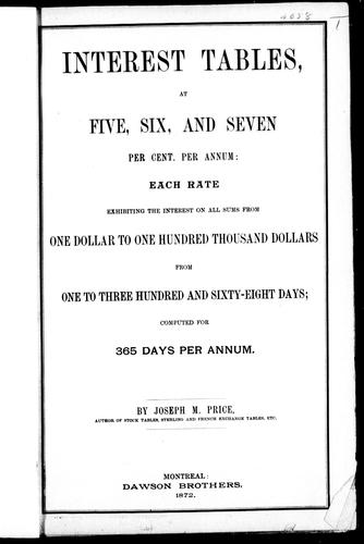 Cover for Interest tables at five, six and seven per cent. per annum
