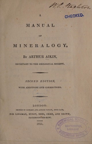 Cover for A manual of mineralogy