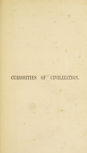 Cover for Curiosities of civilization