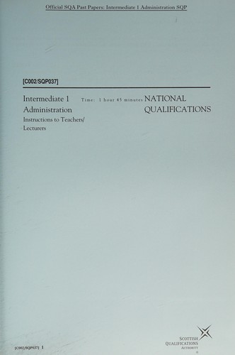 Cover for Sqa Past Papers in Intermediate 1 Administration