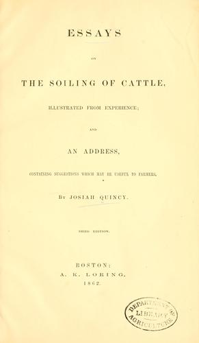 Cover for Essays on the soiling of cattle