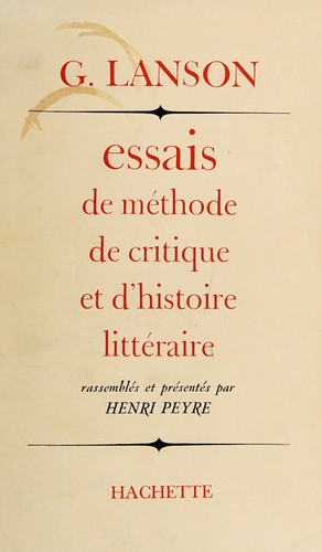 Cover for Essais de me thode, de critique et d'histoire litte raire