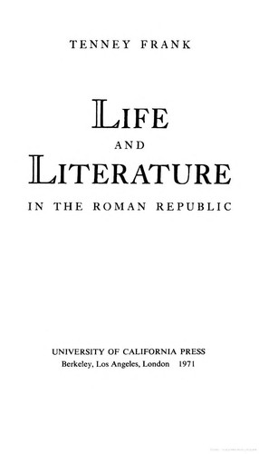 Cover for Life and literature in the Roman Republic