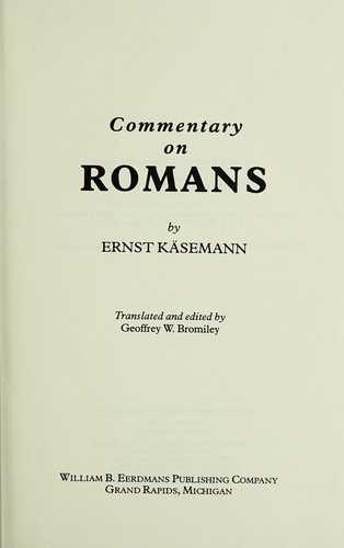 Cover for Commentary on Romans