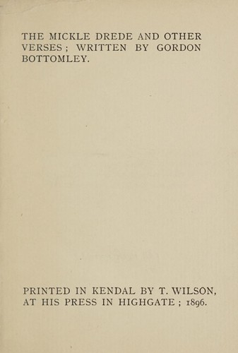 Cover for The mickle drede and other verses
