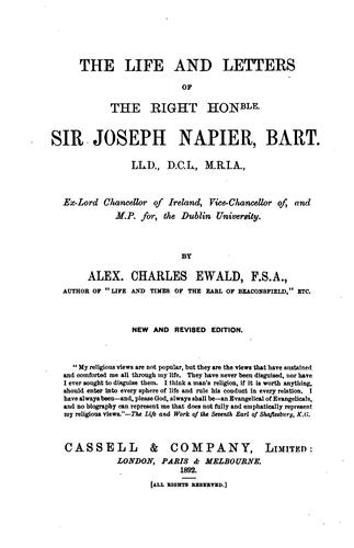 Cover for The Life and Letters of the Right Honble. Sir Joseph Napier, Bart.