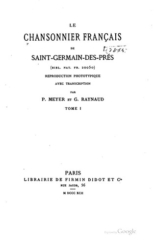 Cover for Le chansonnier français de Saint-Germain-des-Prés (Bibl. nat. fr. 20050)