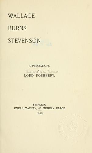Cover for Wallace, Burns, Stevenson
