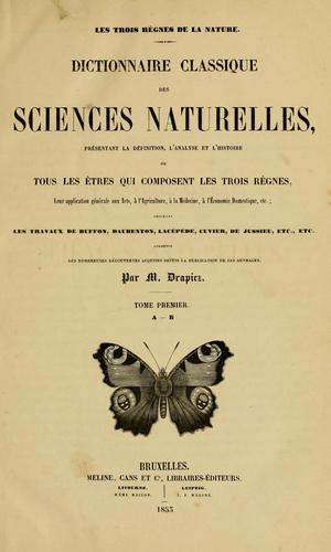 Cover for Dictionnaire classique des sciences naturelles
