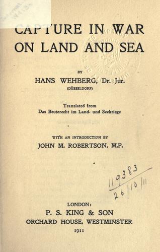 Cover for Capture in war on land and sea