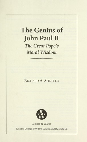 Cover for The genius of John Paul II