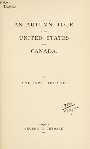 Cover for An autumn tour in the United States and Canada.