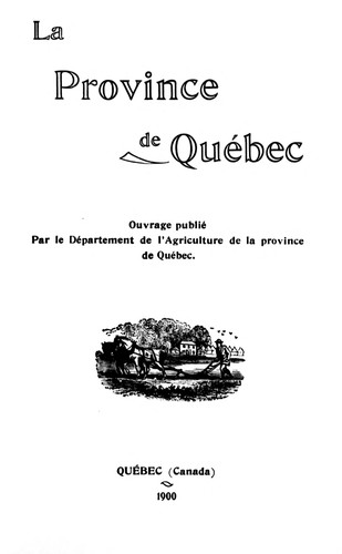 Cover for La province de Québec