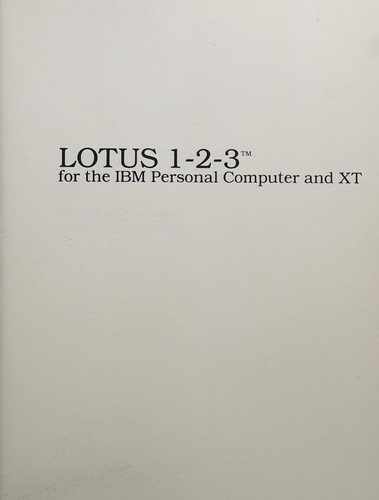 Cover for Lotus 1-2-3 for the IBM personal computer and XT