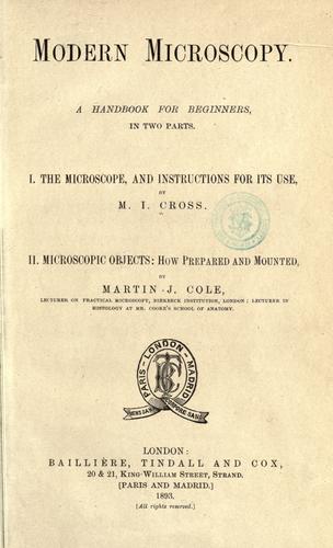 Cover for Modern microscopy
