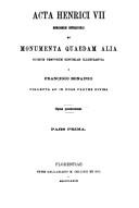 Cover for Acta Henrici VII. Romanorum imperatoris