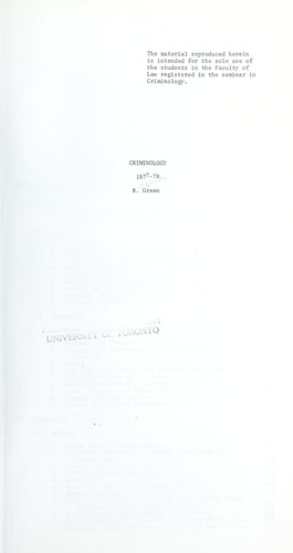 Cover for Criminology