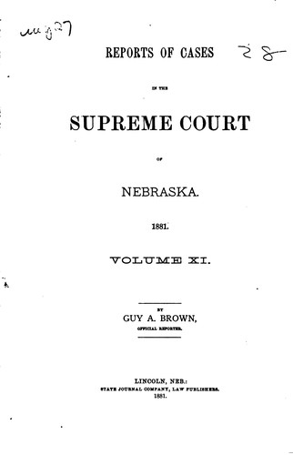 Cover for Reports of Cases in the Supreme Court of Nebraska