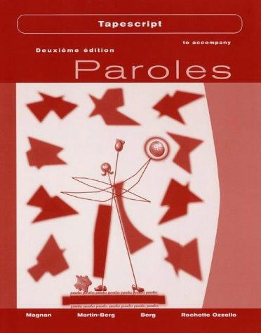 Cover for Tapescript to Accompany Paroles, Deuxieme Edition