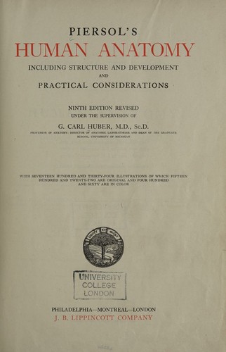 Cover for Piersol's human anatomy