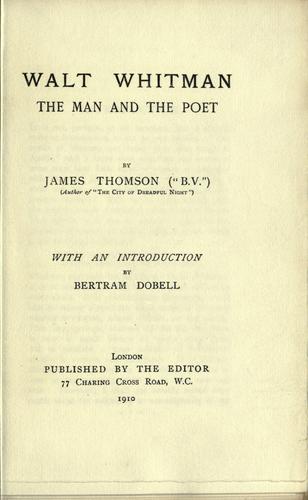 Cover for Walt Whitman, the man and the poet.