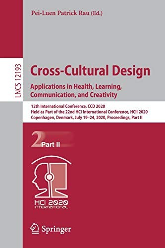 Cover for Cross-Cultural Design. Applications in Health, Learning, Communication, and Creativity