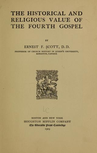 Cover for The historical and religious value of the fourth Gospel