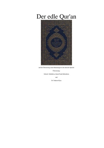 Cover for Der edle Qur'an und die Übersetzung seiner Bedeutungen in die deutsche Sprache