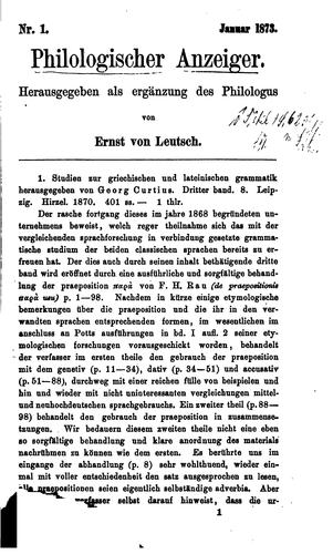 Cover for Philologischer Anzeiger