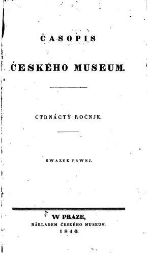 Cover for Časopis Českého museum