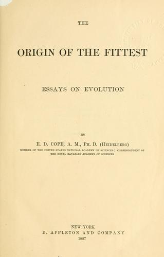 Cover for The origin of the fittest