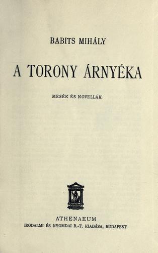 Cover for A torony árnyéka, mesék és novellák.