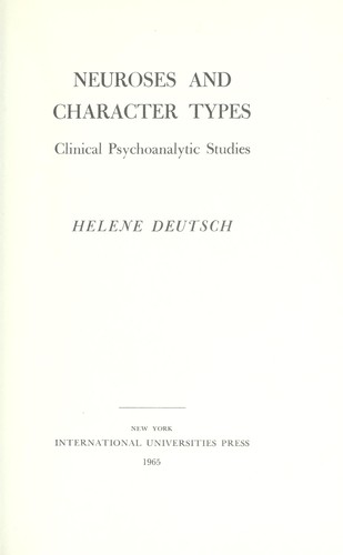 Cover for Neuroses and character types