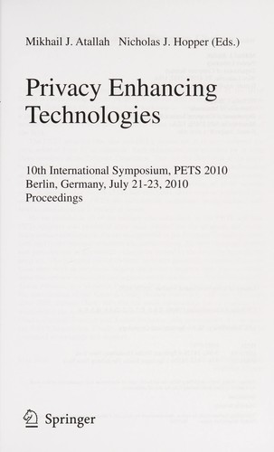 Cover for Privacy enhancing technologies