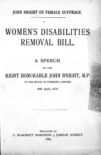 Cover for Women's disabilities removal bill