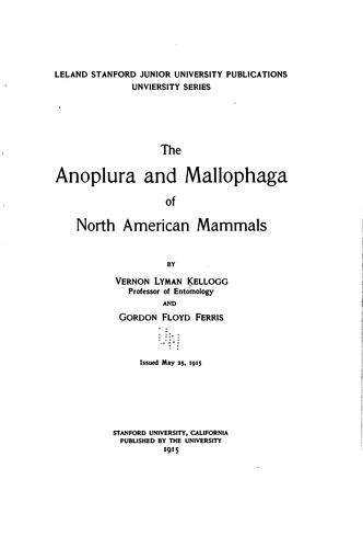 Cover for The Anoplura and Mallophaga of North American mammals.